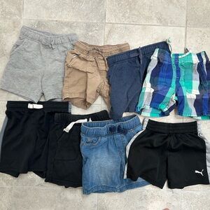 Lot of 8 Toddler Boy Shorts in 2T- Black, Gray, Tan, Blue, Khaki, Denim